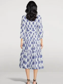 Belted Poplin Shirt Dress In Floral Print