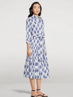 Belted Poplin Shirt Dress In Floral Print