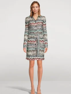 Belted Raschel Shirt Dress