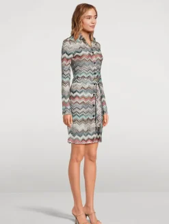 Belted Raschel Shirt Dress