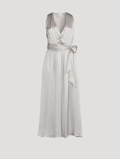 Belted Silk Midi Dress