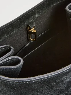 Belted Suede Bucket Bag