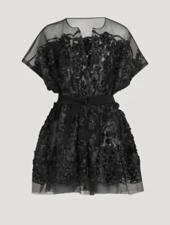 Belted Tulle Mini Dress