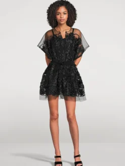 Belted Tulle Mini Dress