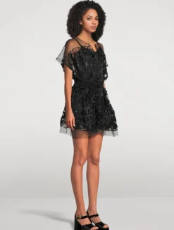 Belted Tulle Mini Dress