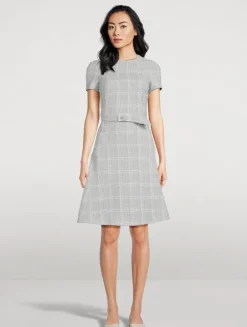Belted Tweed Midi Dress