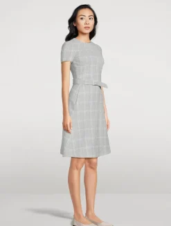 Belted Tweed Midi Dress