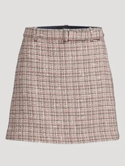 Belted Tweed Mini Skirt