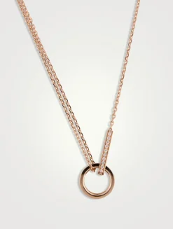 Berbère Module Rose Gold Pendant Necklace With Diamonds