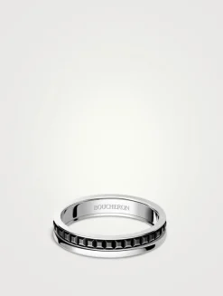 Black Edition Quatre White Gold Wedding Band With Black PVD