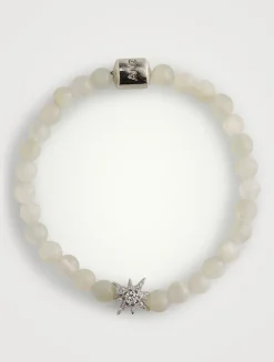 Bohème Faceted Moonstone And Sterling Silver Bracelet With White Topaz