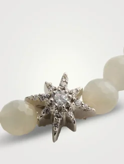 Bohème Faceted Moonstone And Sterling Silver Bracelet With White Topaz