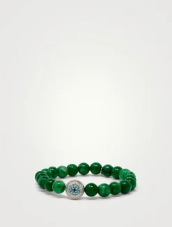 Bohème Silver Evil Eye Korean Jade Bracelet