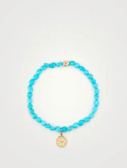 Bohème Turquoise Beaded Bracelet With 14K Gold Paw Charm