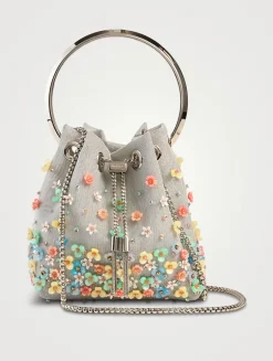 Bon Bon Floral-Embellished Metal Mesh Clutch