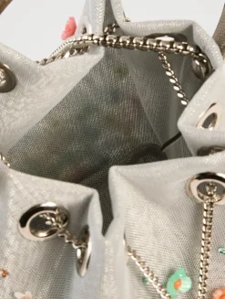 Bon Bon Floral-Embellished Metal Mesh Clutch