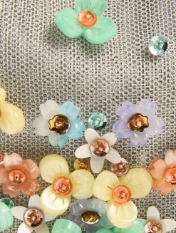 Bon Bon Floral-Embellished Metal Mesh Clutch