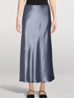 Boshan Satin Midi Skirt
