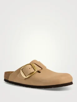 Boston Big Buckle Suede Clogs