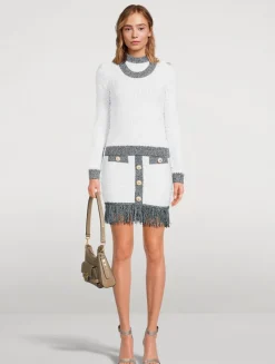Bouclé Fringe Mini Skirt