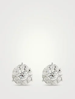 Bouquet 18K White Gold Three-Prong Stud Earrings