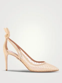 Bow Tie Suede Mesh Pumps