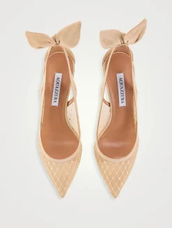 Bow Tie Suede Mesh Pumps