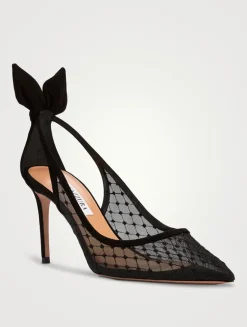 Bow Tie Suede Mesh Pumps