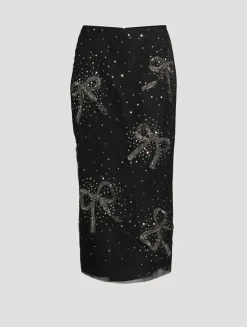 Bow-Embellished Pencil Skirt