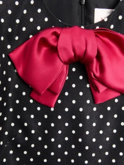 Bow-Trimmed Mini Dress In Polka Dot Print