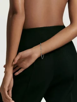 Box Chain Bracelet In Sterling Silver With 14k Yellow Gold