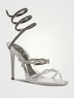 Braid Crystal Satin Sandals
