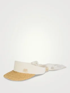 Braide Straw And Linen Visor