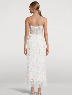 Bristelle Lace-Trimmed Slip Dress In Floral Print