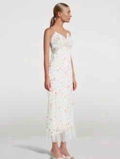 Bristelle Lace-Trimmed Slip Dress In Floral Print