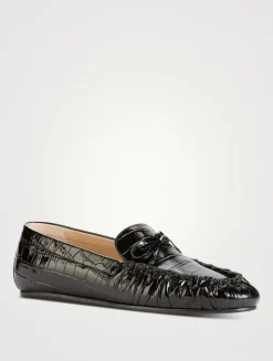 Britt Croc-Embossed Leather Driving Loafers