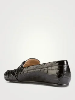 Britt Croc-Embossed Leather Driving Loafers