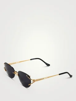 Broadway 24K Gold Drill Mount Round Sunglasses