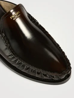 Brushed Leather Loafer Mules