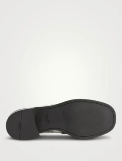 Brushed Leather Loafers With Metal Ring