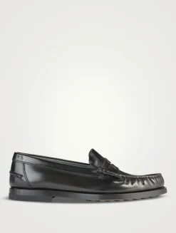 Brushed Leather Penny Loafers