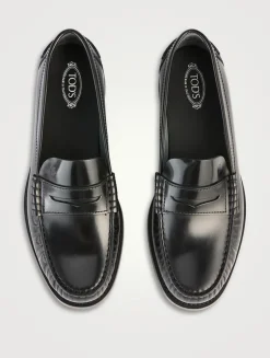 Brushed Leather Penny Loafers