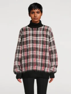 Brushed Plaid Turtleneck Sweater