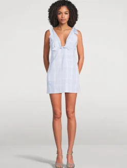 Brynnie Bow-Trimmed Mini Dress In Plaid Print