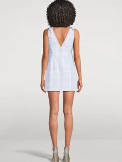 Brynnie Bow-Trimmed Mini Dress In Plaid Print