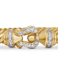 Buckle Bracelet In 18k Yellow Gold With Pavé Diamonds