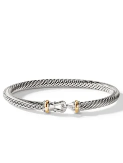 Buckle Bracelet In Sterling Silver With 18k Yellow Gold