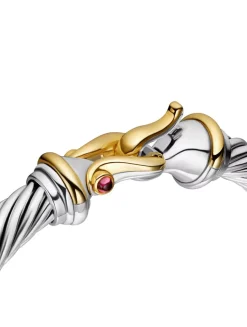 Buckle Bracelet In Sterling Silver With 18k Yellow Gold And Rhodolite Garnets