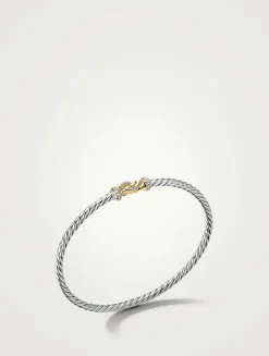 Buckle Bracelet In Sterling Silver With 18k Yellow Gold And Pavé Diamonds