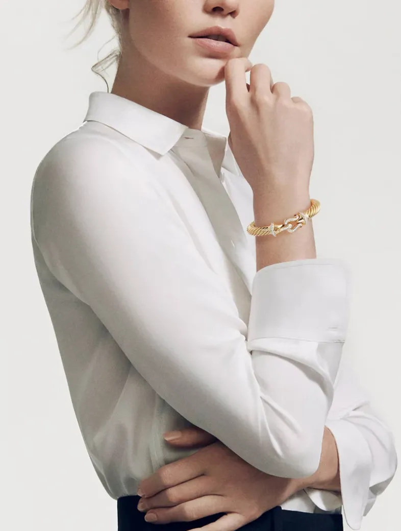 Buckle Cablespira® Bracelet In 18k Yellow Gold With Rubies And Diamonds, 9mm